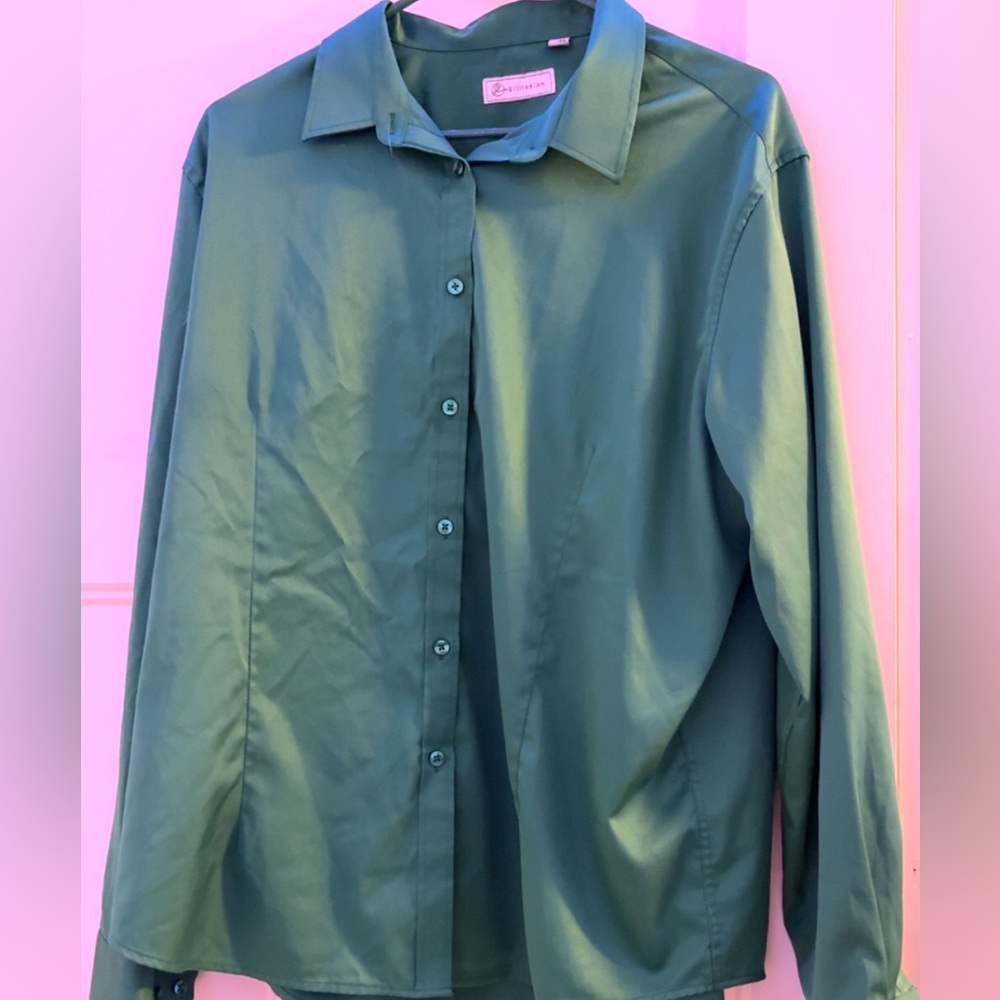 Green Button-Up Shirt